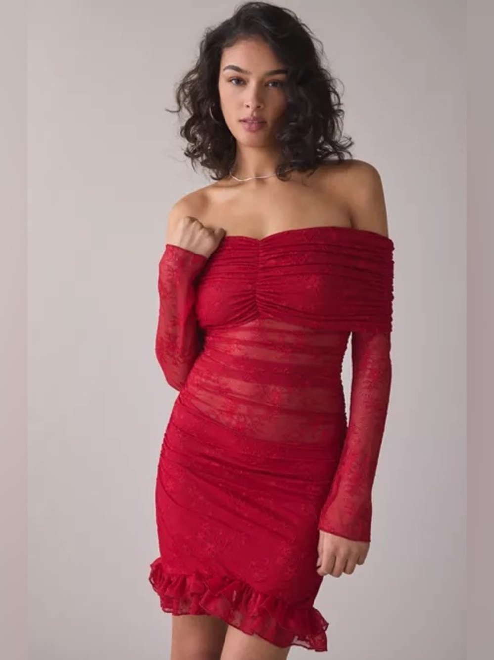 AFRM • nwt $150 USD off the shoulder red Bodycon dress PTP 13”-18”